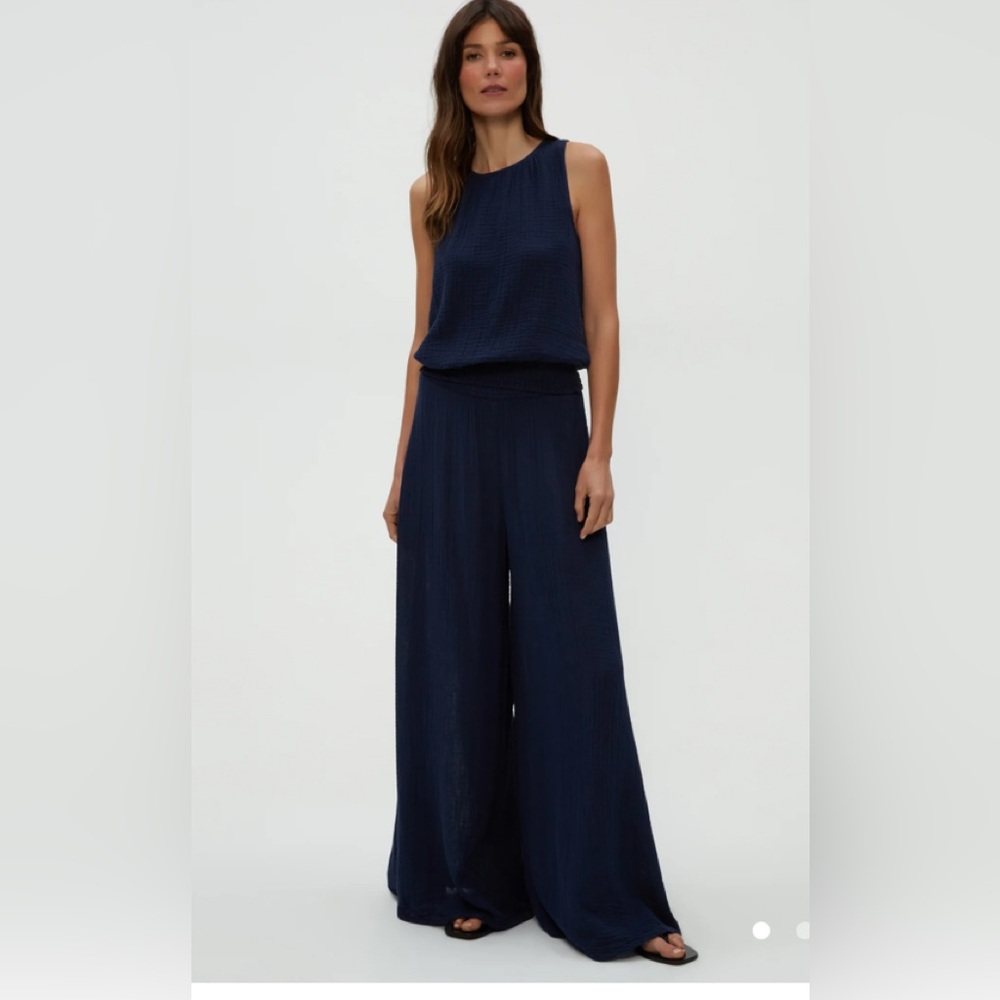 Wide Leg Pant, Satin deep Navy Size M, ONA by Yoon Chung